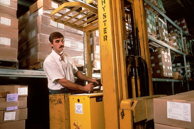 Man operating a forklift